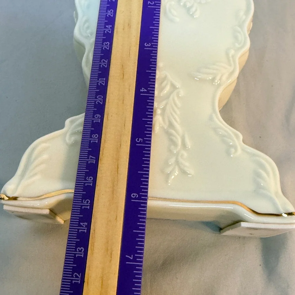 Formalities by Baum Bros Porcelain Mantel Clock Cream Gold Trim Roman Numerals